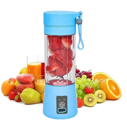 Plastic 6 Blade Portable Electric Mini Usb Juicer Hand Juicer (Blue)