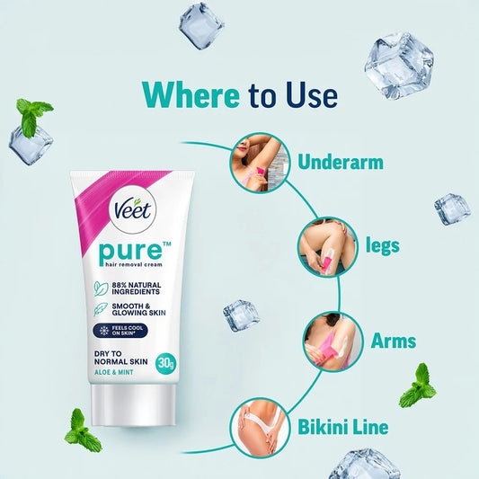 Veet Pure Hair Removal Cream (For Dry Skin) 30gm