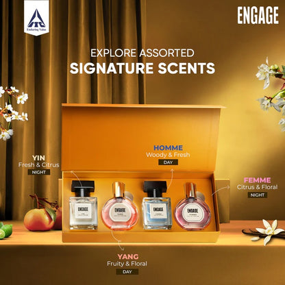 Engage Gift Assorted Luxury Perfume Set - For Men & Women, 100ml, Long Lasting, Assorted Pack, Wedding Gift, Anniversary Gift, 25ml x 4