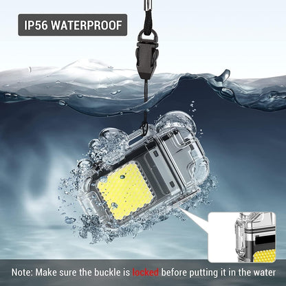 Waterproof Portable Mini LED Flashlight Lighter | USB Rechargeable Keychain Light | Outdoor Camping Emergency | Double Arc Plasma Cigarette Lighter | Windproof & Flameless