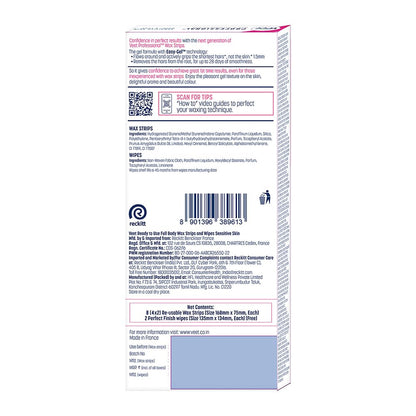 Veet Half Body Waxing Strip Kit for Sensitive Skin - 8 Strips
