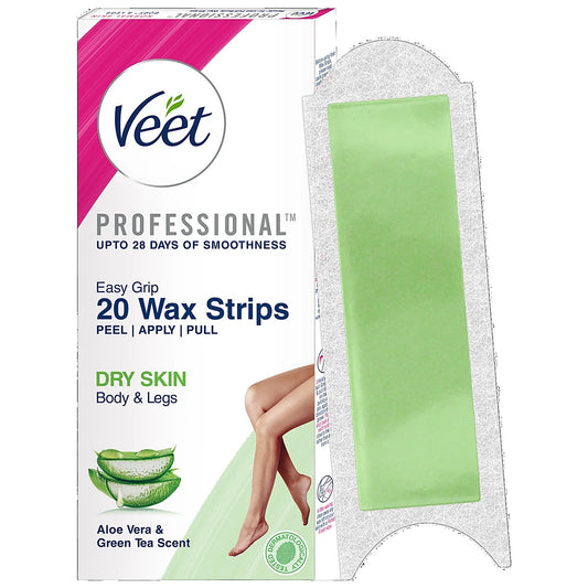 Veet Professional Waxing Strips Kit - For Dry Skin, 20 pcs
