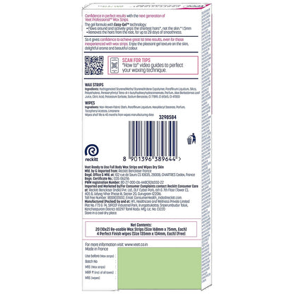 Veet Professional Waxing Strips Kit - For Dry Skin, 20 pcs