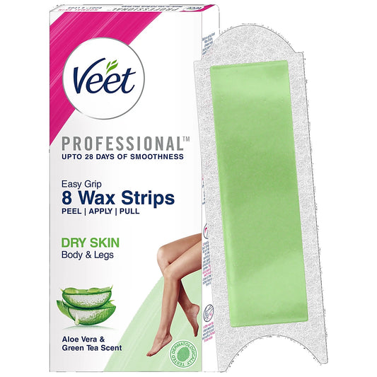 Veet Professional Waxing Strips Kit - For Dry Skin, 8 pcs