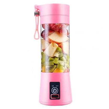 Plastic 6 Blade Portable Electric Mini Usb Juicer Hand Juicer (Pink)