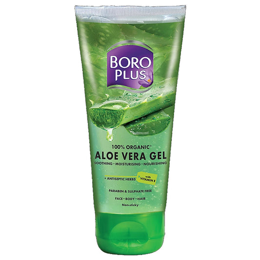 Boroplus 100% Organic Aloe Vera Gel - With Vitamin E, 150 ml Tube
