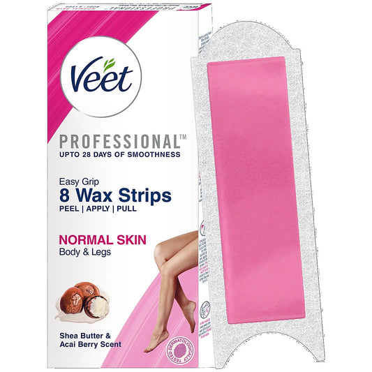 Veet Professional Waxing Strips Kit - For Normal Skin, 8 pcs