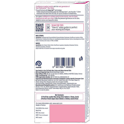 Veet Professional Waxing Strips Kit - For Normal Skin, 8 pcs