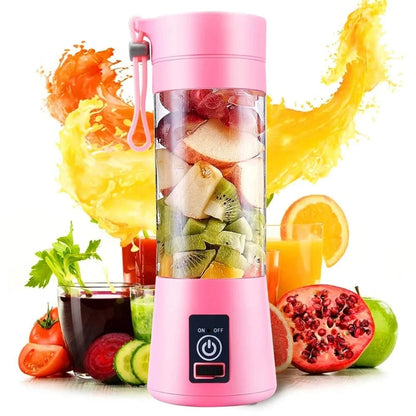 Plastic 6 Blade Portable Electric Mini Usb Juicer Hand Juicer (Pink)