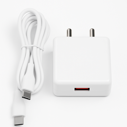 GKON Dura Charge 3.1A Type-C Fast Travel Charger with USB Cable (White)