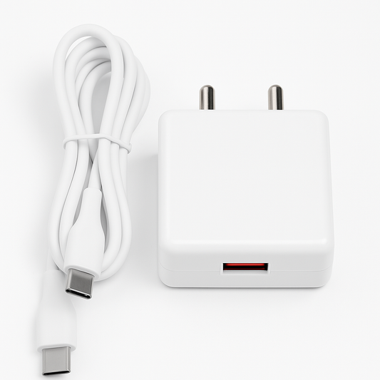 GKON Dura Charge 3.1A Type-C Fast Travel Charger with USB Cable (White)