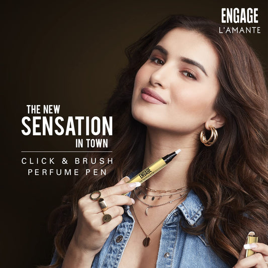 Engage L'amante Click & Brush Perfume Pen for Women, Eau De Parfum, Skin Friendly Perfume for Women