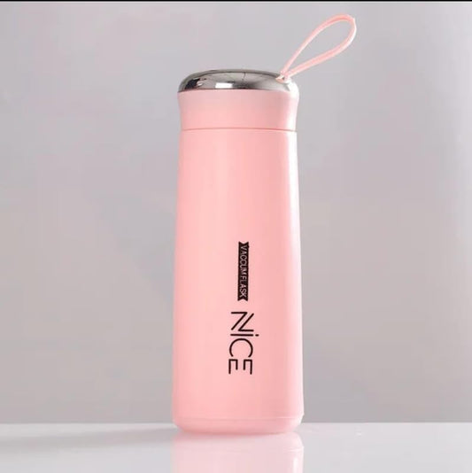 NICE Handy Water Bottle 400 ml, Leak-Proof Screw Cap, Easy Carry Loop, BPA-Free Plastic, Travel, Gym & Office Use – Pink