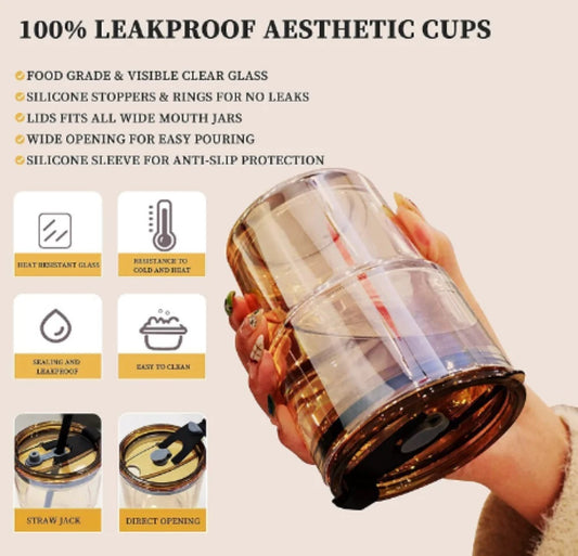 Coffee Mug, Glass Coffee Mug with Straw, Glass Mug for Corporate Gifting 500ml