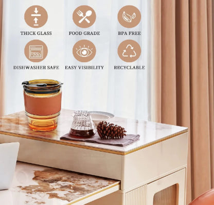 Coffee Mug, Glass Coffee Mug with Straw, Glass Mug for Corporate Gifting 500ml
