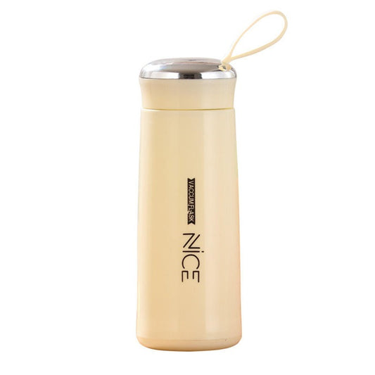 NICE Handy Water Bottle 400 ml, Leak-Proof Screw Cap, Easy Carry Loop, BPA-Free Plastic, Travel, Gym & Office Use (Cream)