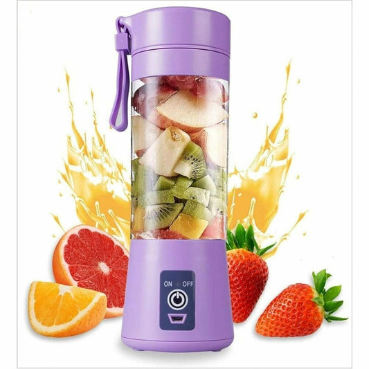 Plastic 6 Blade Portable Electric Mini Usb Juicer Hand Juicer (Purple)