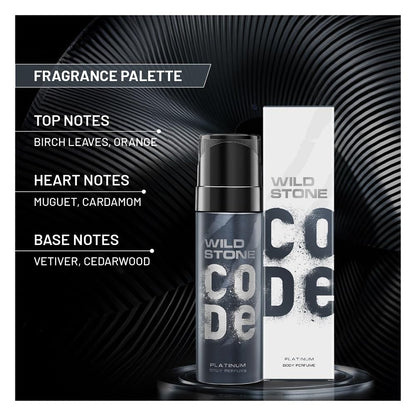 Wild Stone CODE Platinum Body Perfume for Men, 150ml | No Gas Deodorant | Long Lasting Body Spray