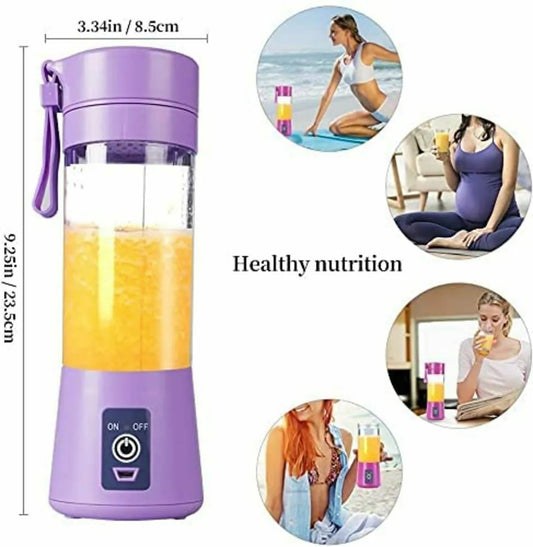 Plastic 6 Blade Portable Electric Mini Usb Juicer Hand Juicer (Purple)