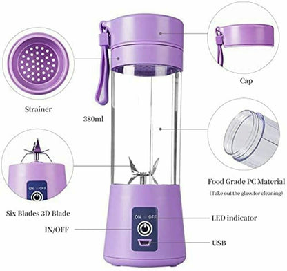Plastic 6 Blade Portable Electric Mini Usb Juicer Hand Juicer (Purple)