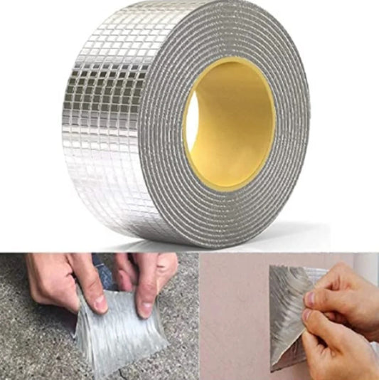 Aluminium Foil Butyl Rubber Waterproof Tape | Super Strong Self Adhesive Sealant | Heat & Water Resistant Leak Proof Tape for Roof, Pipe, Wall, Metal & Crack Repairs (Multi-Purpose, Silver)