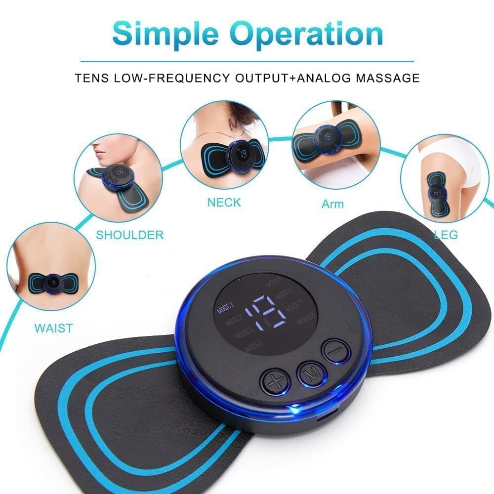 Butterfly Electric Massager for Pain Relief, Slimming & Muscle Relaxation | Portable, Rechargeable, Mini Body Massager for Neck, Shoulder, Back, Arms & Legs