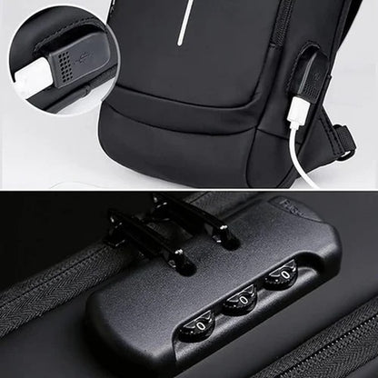 Anti-Theft Sling Bag with USB Charging Port, Waterproof Crossbody Chest Bag for Men & Women (Fits 7.9" Tablet, Multi-Pocket Design, Adjustable Strap)