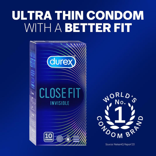 Durex Close Fit Invisible Condoms for Men - 10s | Ultra Thin Condom