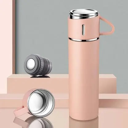 Vacuum Flask Bottle with Cup Set 500ml (Pink)