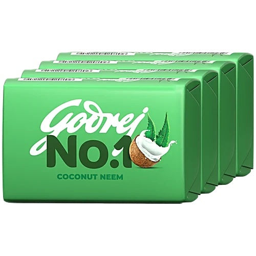 Godrej No.1 Coconut & Neem Bathing Soap, Gives Silky Smooth Skin, 100 g (Pack of 5)