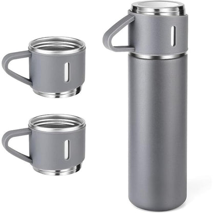 Vacuum Flask Bottle with Cup Set 500ml (Grey)