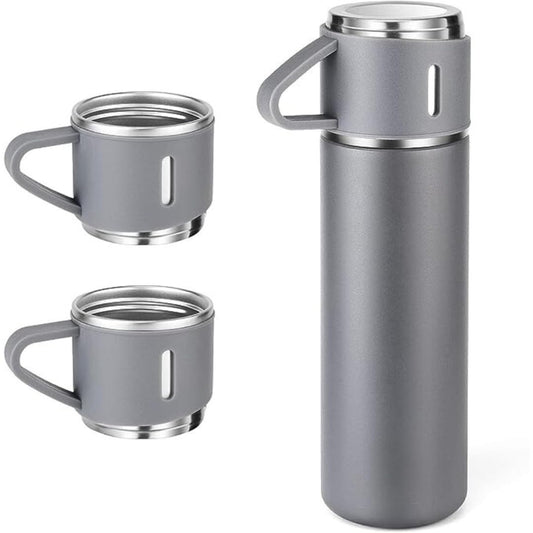 Vacuum Flask Bottle with Cup Set 500ml (Grey)