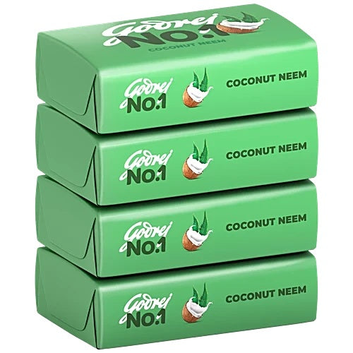 Godrej No.1 Coconut & Neem Bathing Soap, Gives Silky Smooth Skin, 100 g (Pack of 5)