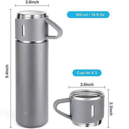 Vacuum Flask Bottle with Cup Set 500ml (Grey)