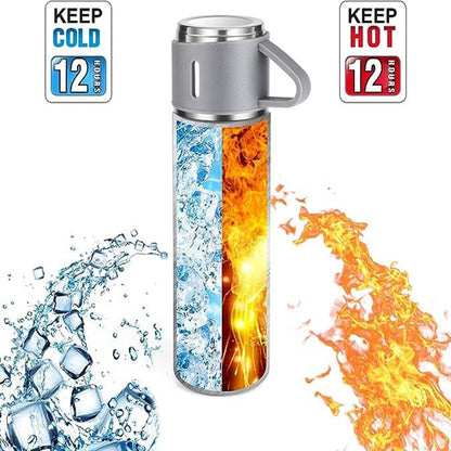 Vacuum Flask Bottle with Cup Set 500ml (Grey)