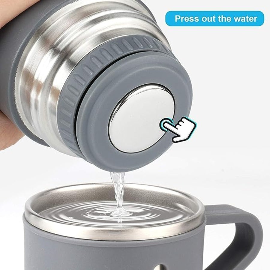 Vacuum Flask Bottle with Cup Set 500ml (Grey)