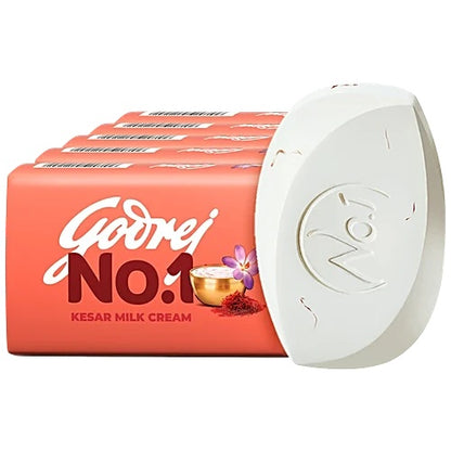 Godrej No.1 Kesar & Milk Cream Bathing Soap, 100 g (Pack of 5)