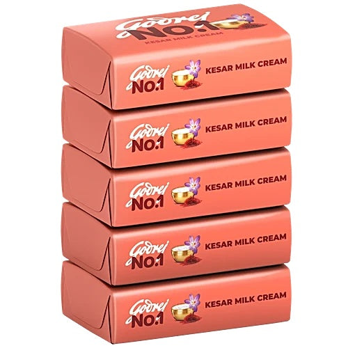 Godrej No.1 Kesar & Milk Cream Bathing Soap, 100 g (Pack of 5)