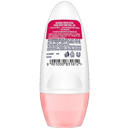 Rexona-Rollon Fresh Rose Whitening Underarm Roll On Deodorant For Women, 50 ml