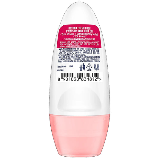 Rexona-Rollon Fresh Rose Whitening Underarm Roll On Deodorant For Women, 50 ml