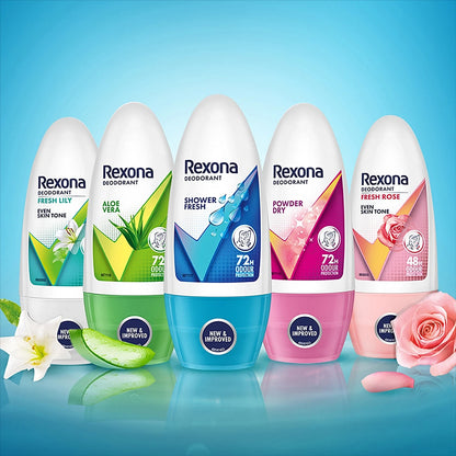 Rexona-Rollon Fresh Rose Whitening Underarm Roll On Deodorant For Women, 50 ml