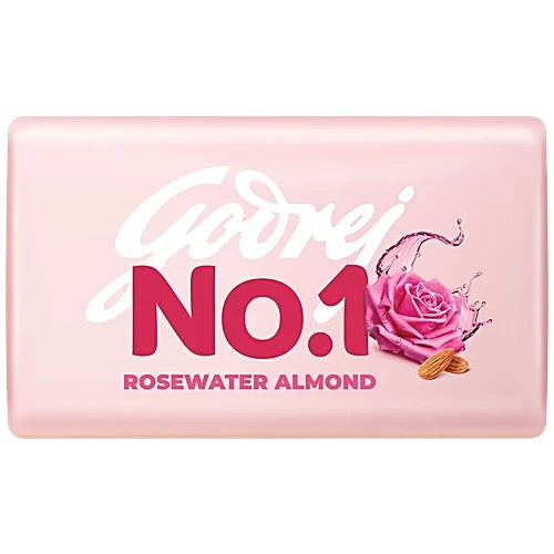 Godrej No.1 Rosewater & Almond Bathing Soap, With Natural Oils, 100 g (Pack of 5)