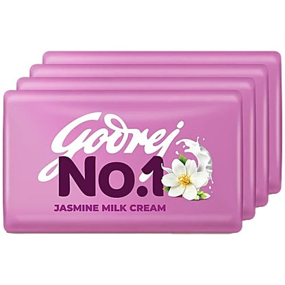 Godrej No.1 Jasmine & Milk Cream Bathing Soap, 100 g (Pack of 5)
