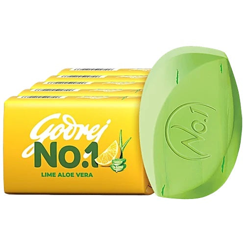 Godrej No.1 Lime & Aloe Vera Bathing Soap, 100 g ( Buy 4 get 1 free )