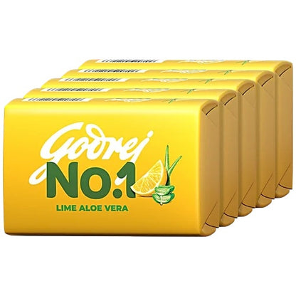 Godrej No.1 Lime & Aloe Vera Bathing Soap, 100 g ( Buy 4 get 1 free )