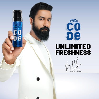 WILD STONE CODE Titanium Long Lasting No Gas Body Perfume For Men, 150Ml, Spray