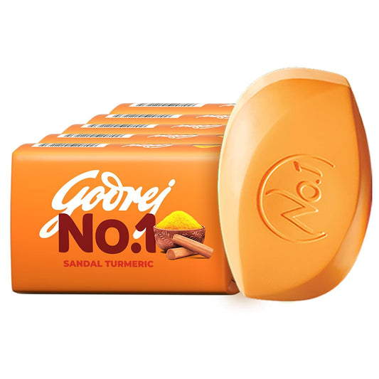 Godrej No.1 Bathing Soap, Sandal & Turmeric, 100g (Pack of 5)