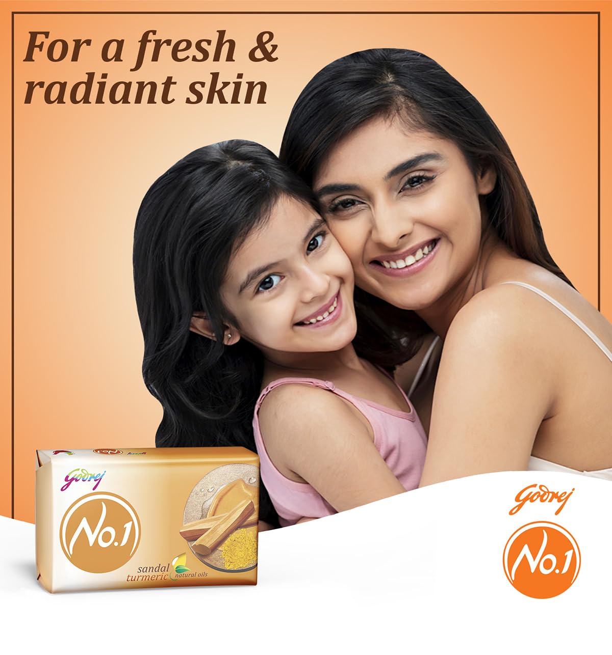 Godrej No.1 Bathing Soap, Sandal & Turmeric, 100g (Pack of 5)