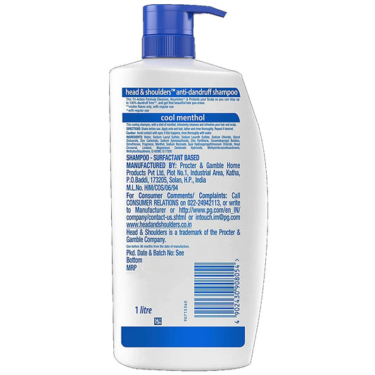 Head & Shoulders Shampoo - Cool Menthol, 1 L