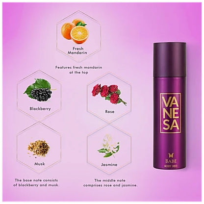 Vanesa Babe Deodorant Body Spray - Refreshing Fragrance, 150 ml
